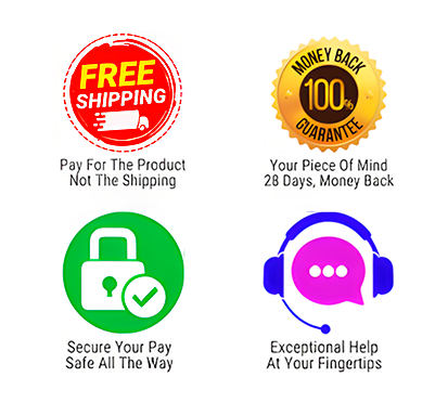 Four badges: "Free Shipping", "100% Money Back Guarantee", "Secure Payment" and "Customer Support"