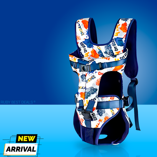 Vibrant off-road printed dog backpack carrier with mesh panels, adjustable straps, and buckle closure
